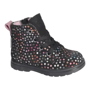 Ricosta Ilvy Black Spotty Suede Waterproof Lace/Zip Boots