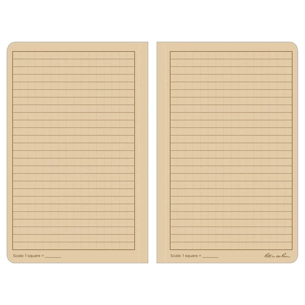 Rite in the Rain 980T-KIT, All Weather Desert Tan Universal 117mm x 184mm Field Book in Kit, Tan Cordura Fabric Cover, Black All Weather Pen