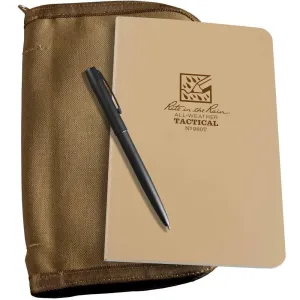 Rite in the Rain 980T-KIT, All Weather Desert Tan Universal 117mm x 184mm Field Book in Kit, Tan Cordura Fabric Cover, Black All Weather Pen