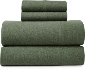 Road Trip America Jersey Sheets Queen Set - Cotton (4 Pieces) All Seasonal Deep Pockets Soft Cozy Knit Stretchy Bed Sheets - Hotel and Residential Quality (Green, Queen)