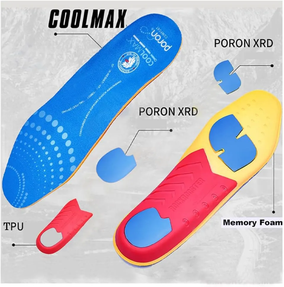 ROCKROOSTER Women's Men's Arch Support Anti-Fatigue Comfortable Cushioned Insole Heel Pain Relief Replacement Footwear Heavy Duty Comfort and Support Memory Fit Insoles
