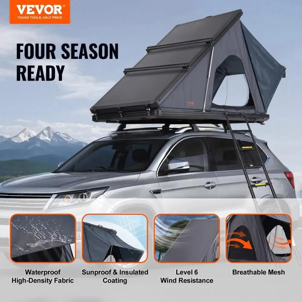 Rooftop Tent Hard Shell 2-3 Person Waterproof for Jeep, SUV and Truck w/ Ladder