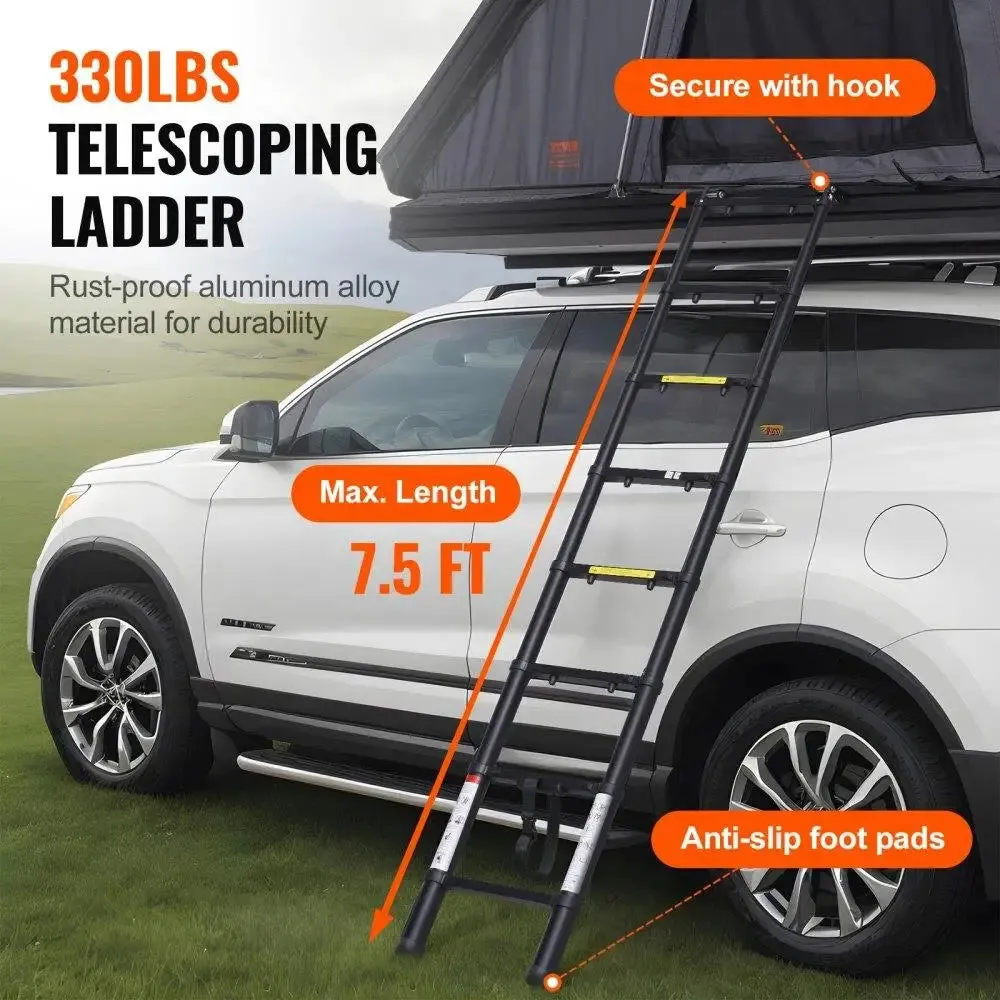 Rooftop Tent Hard Shell 2-3 Person Waterproof for Jeep, SUV and Truck w/ Ladder