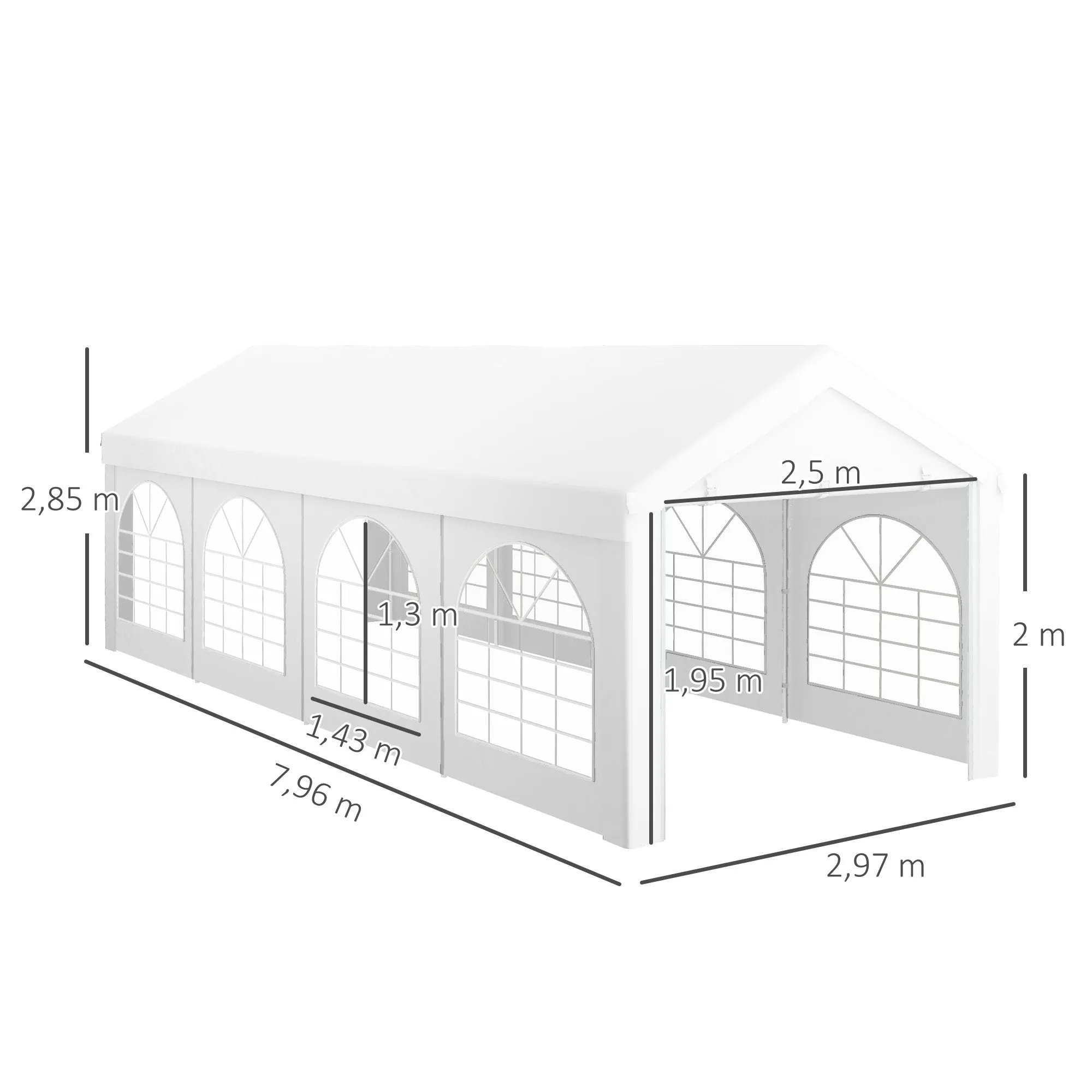 Rootz Tente de Reception - Tonnelle - Barnum - Durable & Spacious 24m² - 796cm x 297cm x 285cm