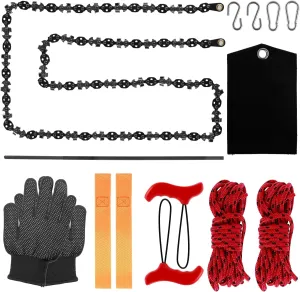 Rope Saw for Tree Limbs, 53inch 68 Teeth High Limb Hand Rope Chainsaw, Portable Hand Chain Saw Folding Limb Cutter Rope Saw with 2 Ropes 2 Hand Wrist Strap for Tree Limb Trimming