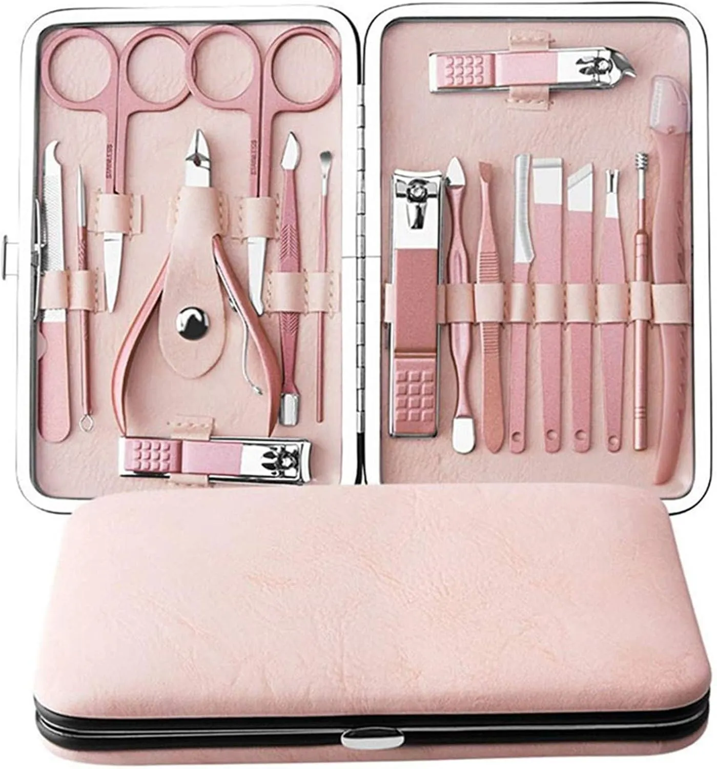 Rose Gold Professional Manicure Set Stainless Steel Pedicure Set,Nose Hair Scissors,Eyebrow Razor Family Foot Hand Care Set (Color : 8pcs)