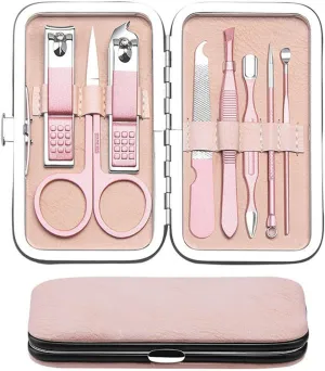 Rose Gold Professional Manicure Set Stainless Steel Pedicure Set,Nose Hair Scissors,Eyebrow Razor Family Foot Hand Care Set (Color : 8pcs)