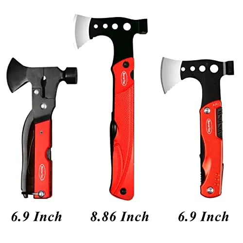 RoverTac Camping Hatchet Multitool Axe Survival Gear Gifts for Men Dad Him 14-in-1 Axe Hammer Knife Saw Bottle Opener Fire Starter Whistle Perfect for Camping Survival Hiking Fishing