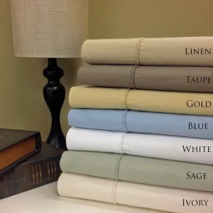 Royal Tradition Split-King: Adjustable King Size Blue Cotton-Poly-Blend, Wrinkle-Free Solid Sheets, 650-Thread-Count