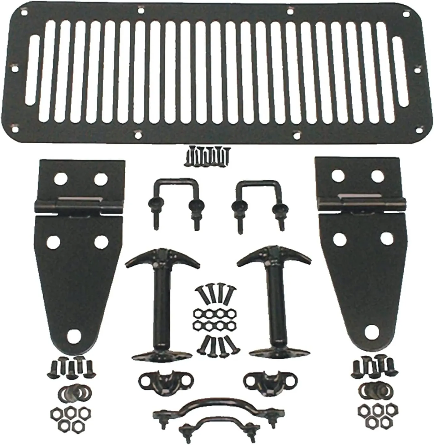 Rugged Ridge | Hood Kit, Black | 11201.01 | Fits 1976-1986 Jeep CJ; 1987-1995 Jeep Wrangler YJ