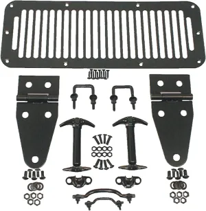 Rugged Ridge | Hood Kit, Black | 11201.01 | Fits 1976-1986 Jeep CJ; 1987-1995 Jeep Wrangler YJ
