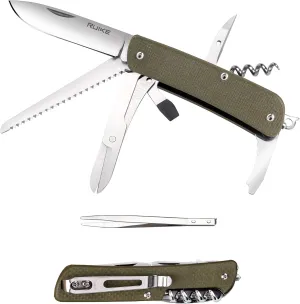 Ruike Multi Tool Knife M42, 16 in 1, 14C28N Stainless Blade, G10 Handle,Folding Tactical Knife,EDC Camping Pocket Knives for Men,Clip Belt,Survival Gear,Scissors, Tweezers,Wood Saw,Screwdriver