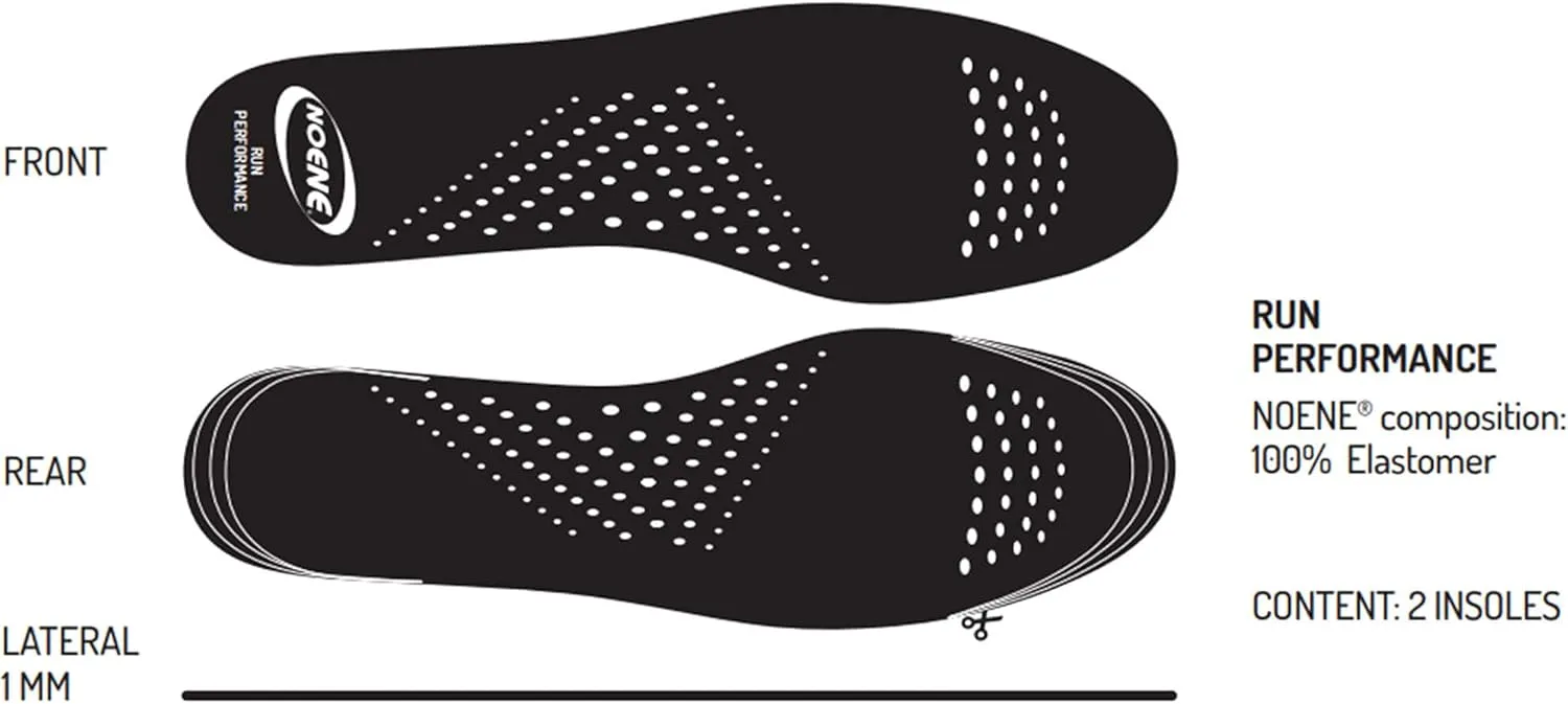 RUN PERFORMANCE Invisible Anti-Shock Insoles for Sports and Everyday Ideal for Men and Women H: 2 mm – 43/46