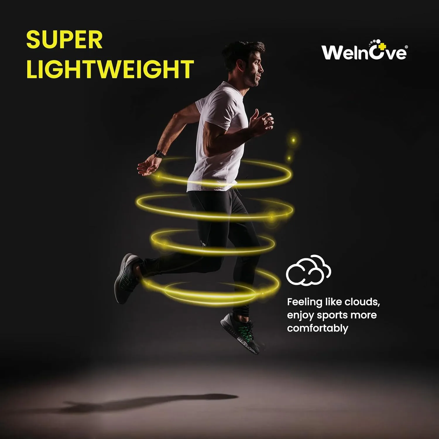 Running Sports Insoles Plantar Fasciitis - Welnove Athletic Inserts Arch Support for Flat Feet - Shock Absorption Insoles Foot Pain Fatigue Relief, Enhance Performance, Fit Most Shoes, Men Women (S)