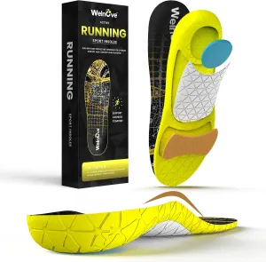 Running Sports Insoles Plantar Fasciitis - Welnove Athletic Inserts Arch Support for Flat Feet - Shock Absorption Insoles Foot Pain Fatigue Relief, Enhance Performance, Fit Most Shoes, Men Women (XL)