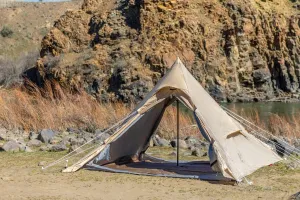 RX Pyramid Tent for Camping - Durable All Season Teepee Tent for Adults Outdoor Camping - 4 Person Tipi Pyramid-Shaped Camping Tent - Quick Easy Setup - Medium
