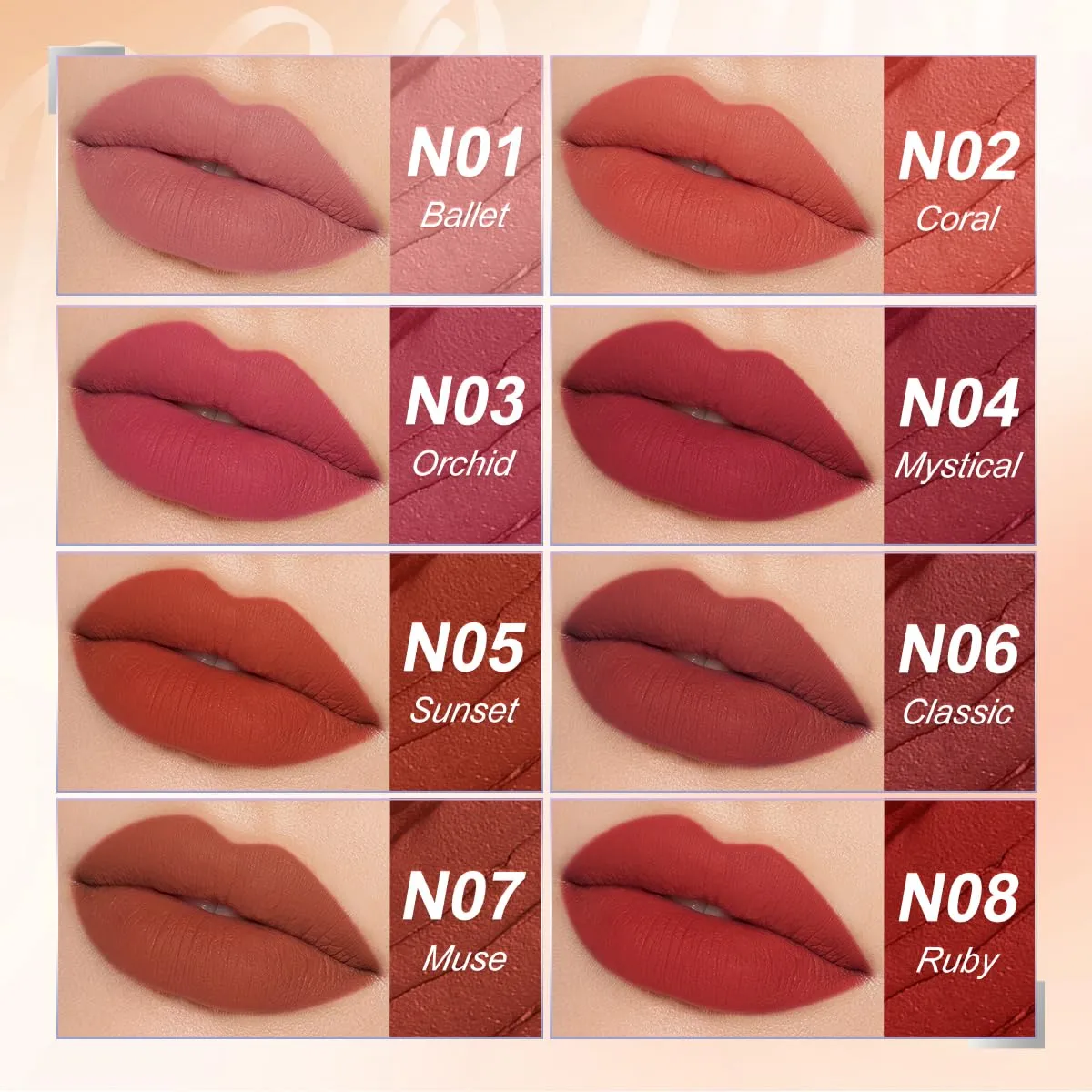 SACE LADY Matte Lipstick for Women, Long Lasting Lipstick Set Waterproof and Smudgeproof, Natural Red Lip Color Makeup High Pigmented Stays On Up to 24 Hour (N01 N02, 2pcs)