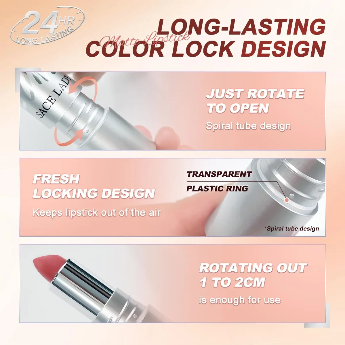 SACE LADY Matte Lipstick for Women, Long Lasting Lipstick Set Waterproof and Smudgeproof, Natural Red Lip Color Makeup High Pigmented Stays On Up to 24 Hour (N01 N02, 2pcs)