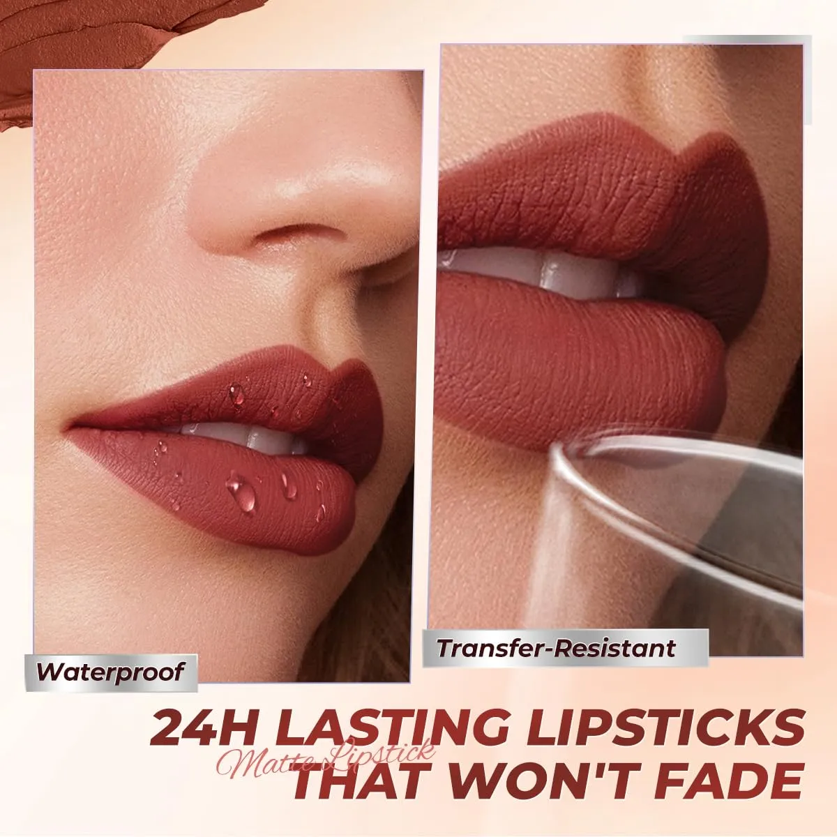 SACE LADY Matte Lipstick for Women, Long Lasting Lipstick Set Waterproof and Smudgeproof, Natural Red Lip Color Makeup High Pigmented Stays On Up to 24 Hour (N01 N02, 2pcs)