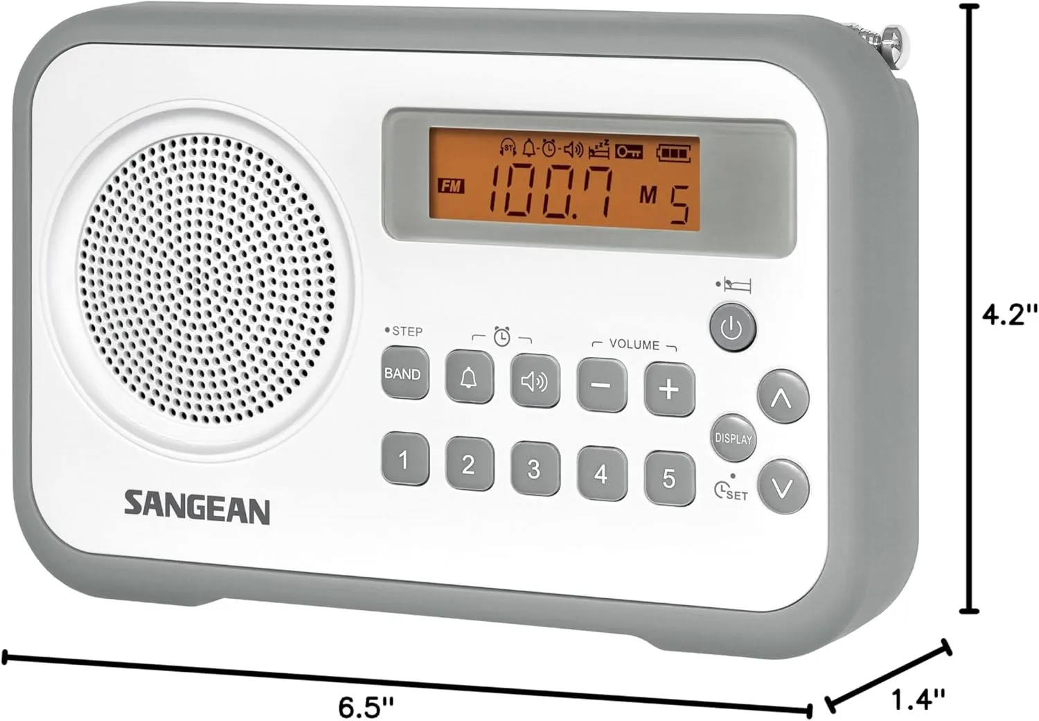 SANGEAN PR-D18 AM/FM/Portable Digital Radio with Protective Bumper (White/Gray)