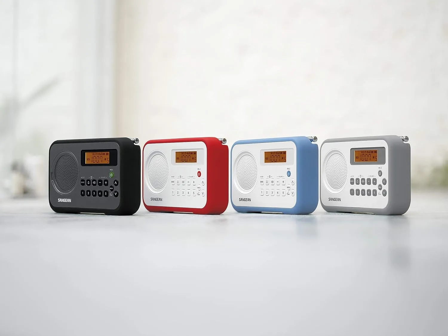 SANGEAN PR-D18 AM/FM/Portable Digital Radio with Protective Bumper (White/Gray)