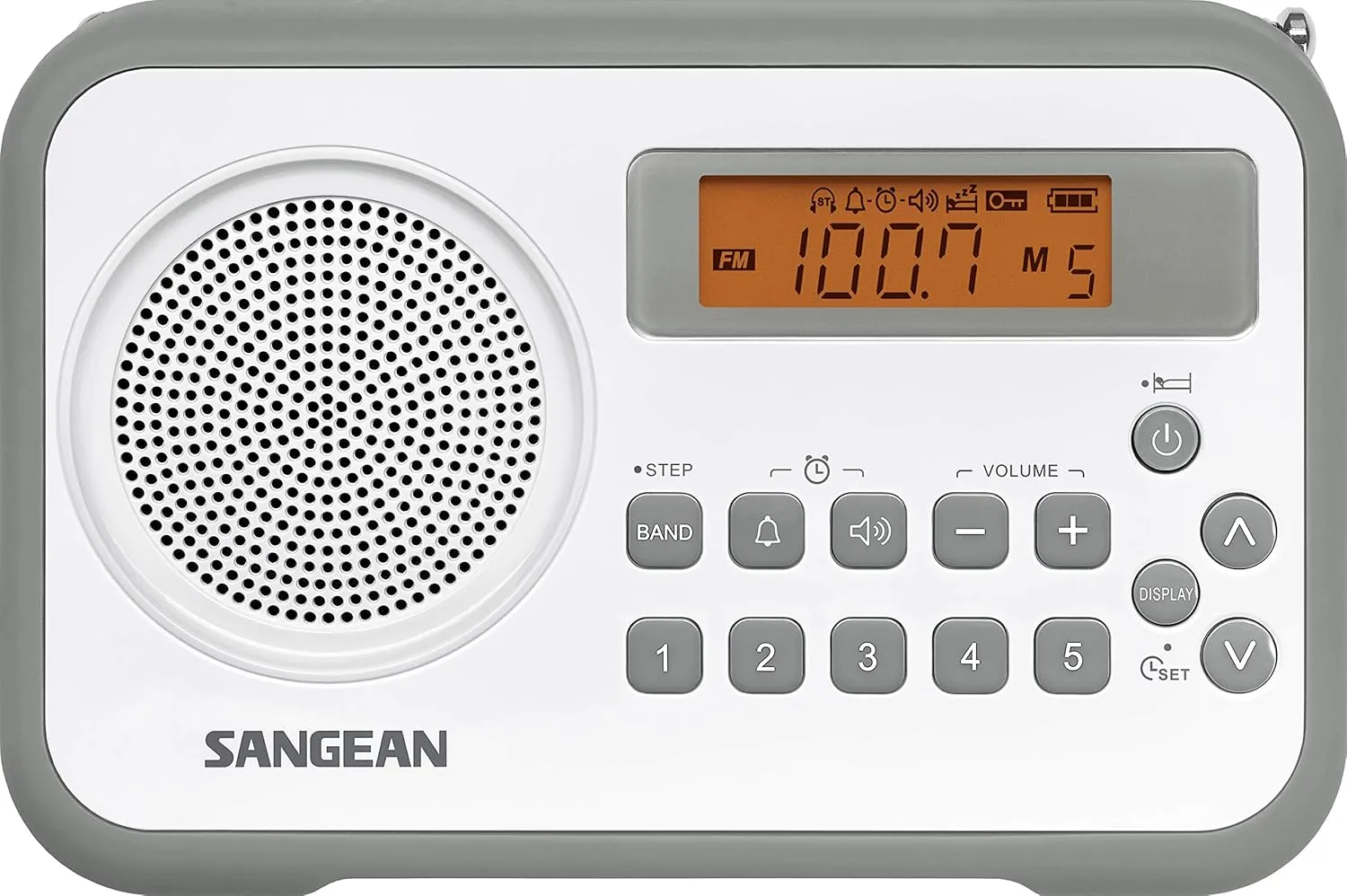 SANGEAN PR-D18 AM/FM/Portable Digital Radio with Protective Bumper (White/Gray)