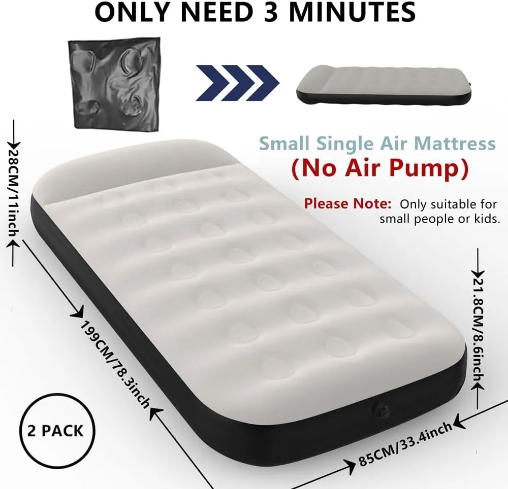 SAYGOGO Camping Air Mattress Single Air Mattress, Air Bed for Travel Outdoor Activities Tent Office Home Hiking (Two Bed)- NO Pump