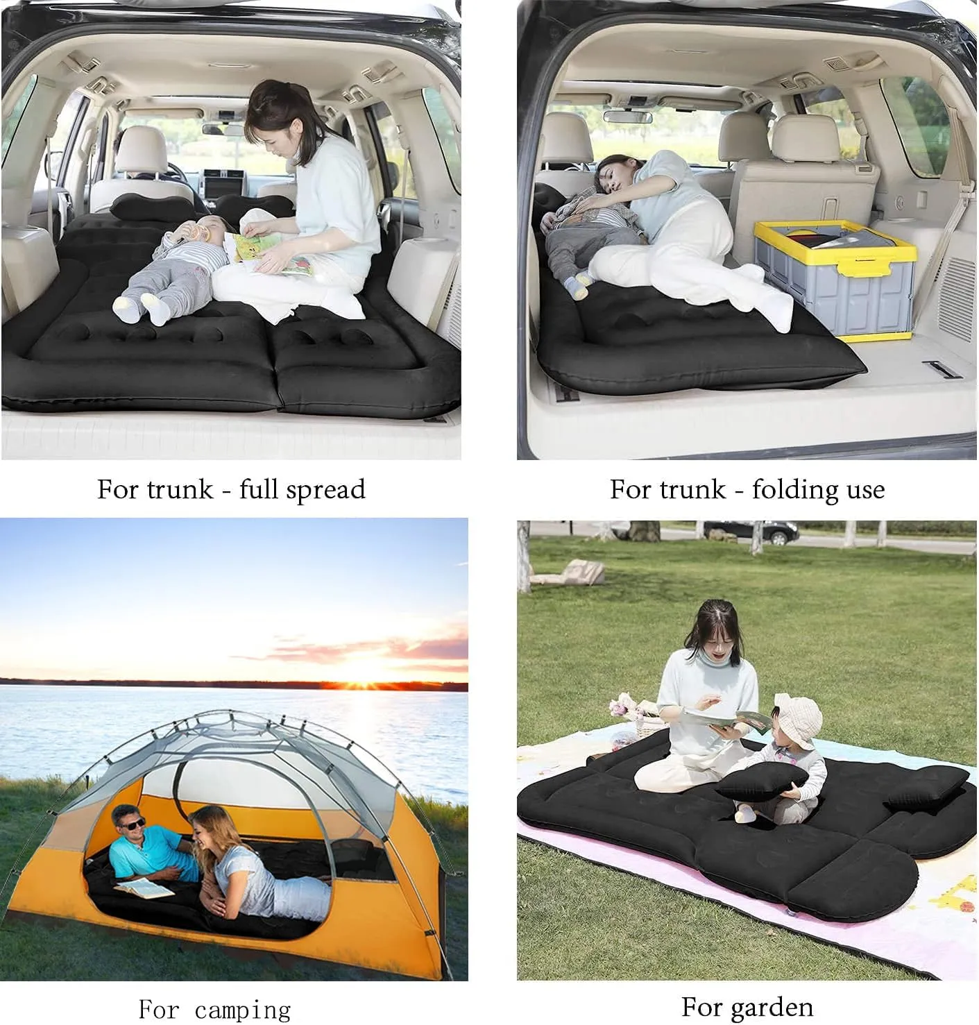 SAYGOGO SUV Air Mattress Camping Bed Cushion Pillow Inflatable Thickened Car Air Bed Mattress with Electric Air Pump Portable Sleeping Pad for Travel Camping Upgraded Version Black