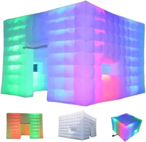 SAYOK Inflatable Nightclub 16.4 x 16.4 x 11.5 FT, Inflatable Party Tent with LED Wall Wash Lights, Inflatable Night Club Tent for Adults Wedding Birthday Backyard (16.4 x 16.4 x 11.5ft-White-FBM)