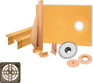 Schluter Kerdi 38-Inch X 60-Inch Off-Center Shower Kit with Oil Rubbed Bronze Drain