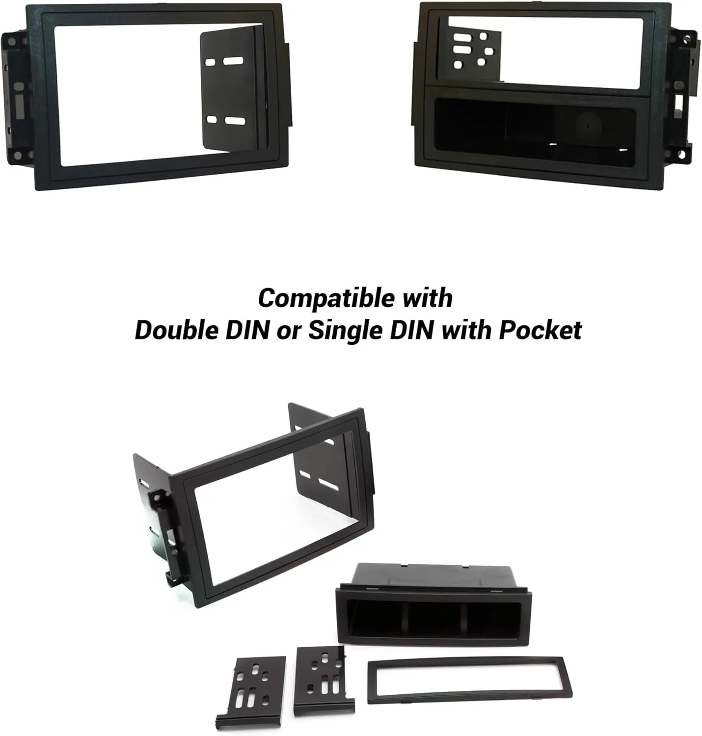 Scosche ICCR5BN Double DIN Radio Install Dash Kit & Harness Compatible with Select 2004-08 Factory Amplified Chrysler, Dodge & Jeep - Complete Basic Car Stereo Installation Kit - Does Not Retain SWC