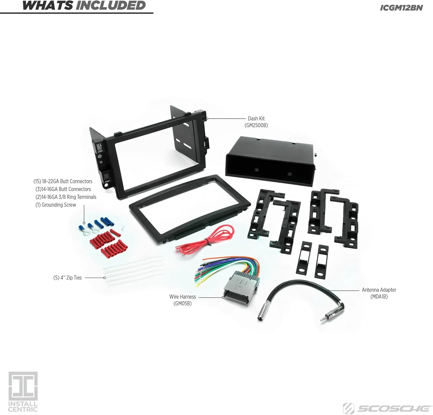 Scosche ICGM12BN Double DIN Radio Install Dash Kit Compatible with Select 2004-09 Non-Amplified Chevrolet and Pontiac Vehicles - Complete Car Stereo Installation Kit - See Vehicle Fit Guide in Images