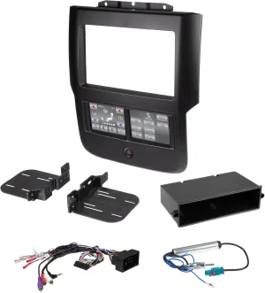 Scosche ITCCR04B Double DIN Radio Installation Dash Kit with Integrated Touchscreen and Steering Wheel Controls Compatible with 2013-18 RAM Trucks - Car Stereo Install Kit - See Image for Vehicle Fit