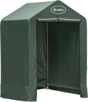 Scotts 4x4x6 FT Pop-Up Outdoor Storage Shed, Portable Water-Resistant Deck & Garden Tent Shelter for Tools, Equipment & Lawn Gear