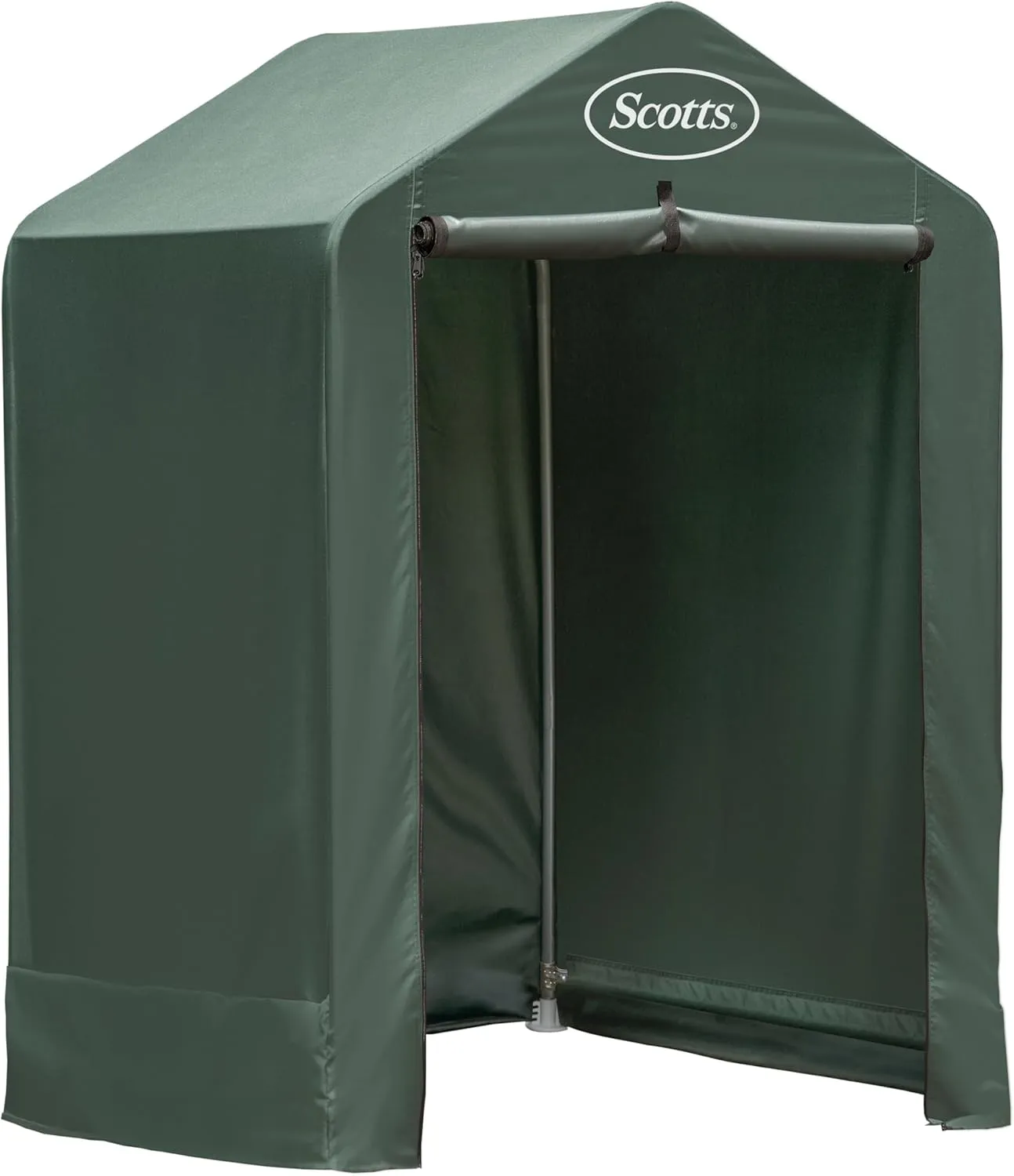 Scotts 4x4x6 FT Pop-Up Outdoor Storage Shed, Portable Water-Resistant Deck & Garden Tent Shelter for Tools, Equipment & Lawn Gear