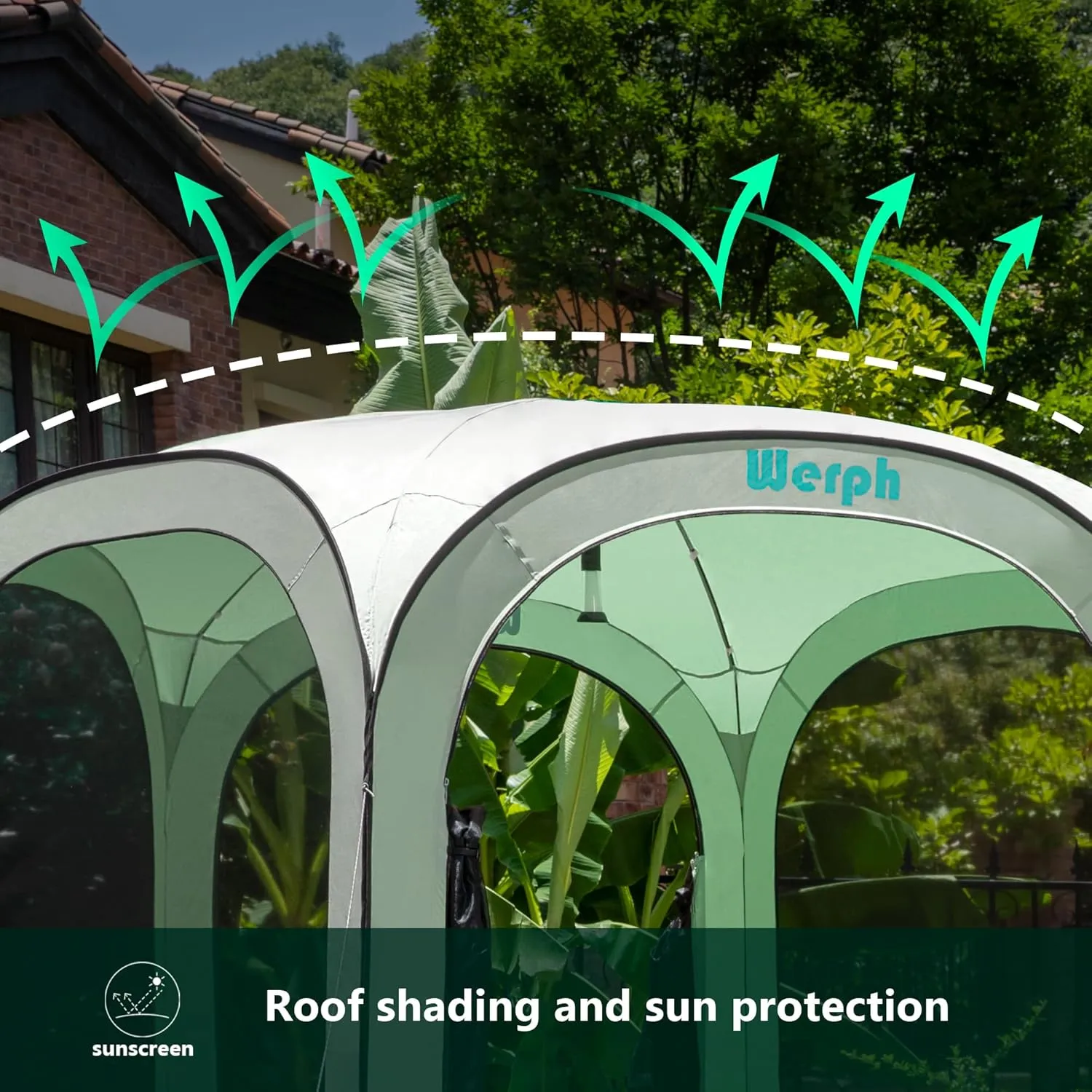 Screen Tent Pop-Up, Portable Tent Canopy with Mesh Mosquito Net, Screen House Room Canopy Shade Screen Tent 10x10 FT with Carry Bag for Patio, Backyard, Sports & Outdoors Activities, Green