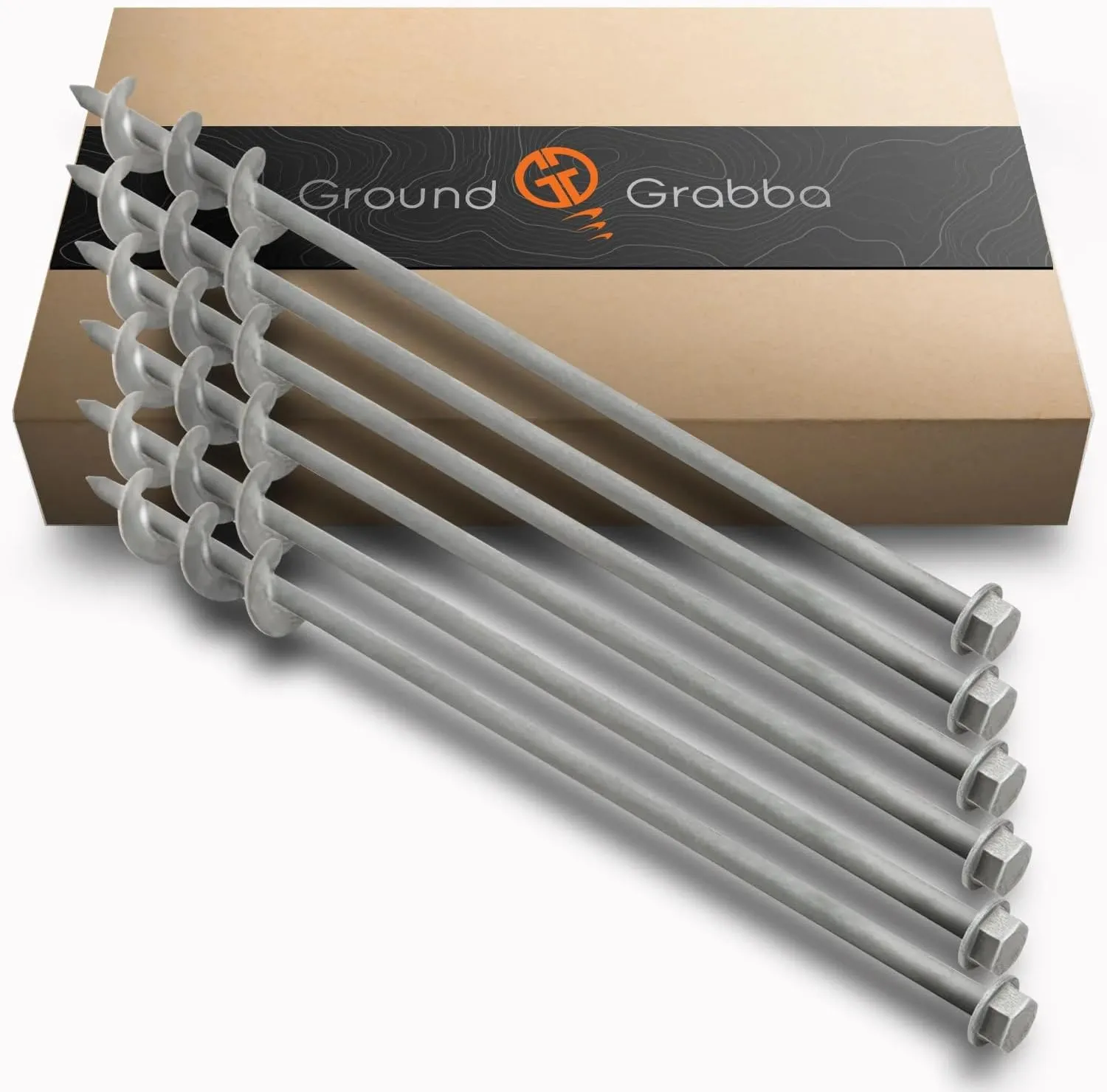 Screw in Tent Stake for Sand and Loose Ground | Premium Drill Driven Ground Anchor Earth Screws| x6 GroundGrabba Pro II
