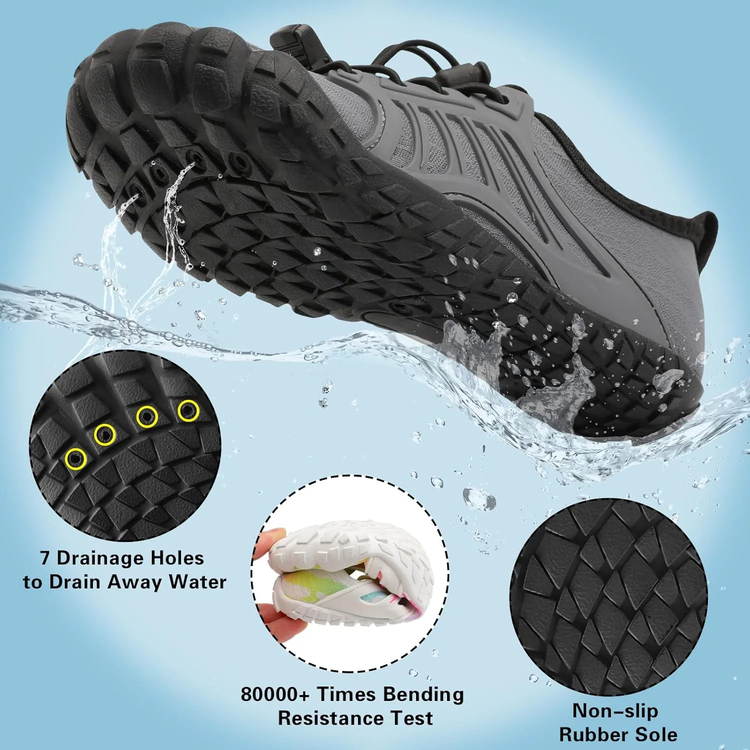Scurtain Water Shoes for Kids Boys Girls Quick Dry Aqua Shoes Barefoot Beach Sports Swim Pool for Little Big Kid with Drainage