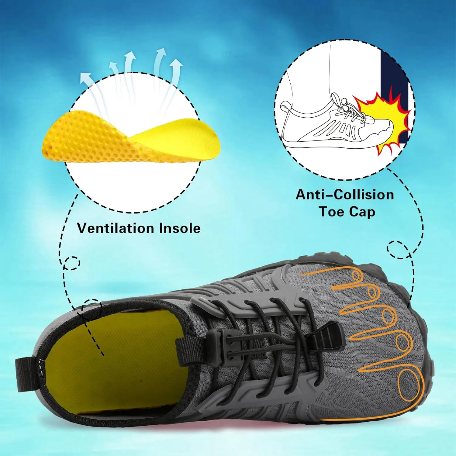 Scurtain Water Shoes for Kids Boys Girls Quick Dry Aqua Shoes Barefoot Beach Sports Swim Pool for Little Big Kid with Drainage