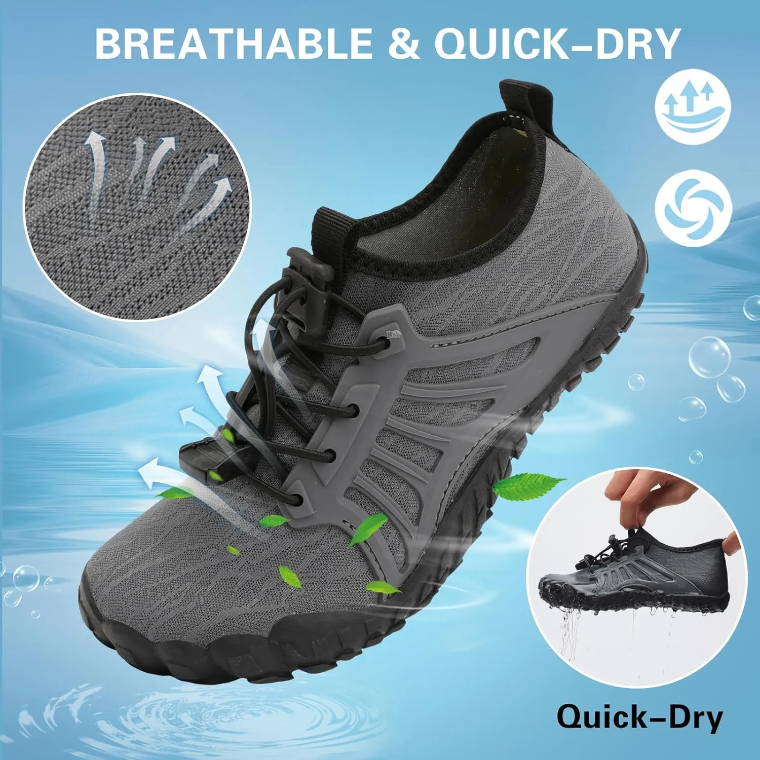 Scurtain Water Shoes for Kids Boys Girls Quick Dry Aqua Shoes Barefoot Beach Sports Swim Pool for Little Big Kid with Drainage
