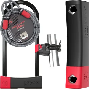 Seatylock Mason Bike U Lock, Locking Cable and Mount Holder Kit - Patented Heavy Duty Anti Theft Diamond Secure ULock - Ultra Security Bicycle Safety Tools for City Electric Mountain Bikes and Scooter