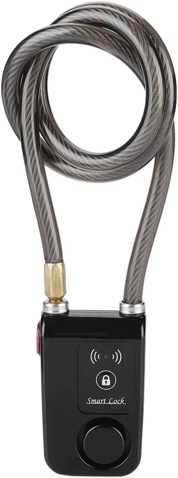 Security Lock, Combination Locks Cable Lock Secure Smart Keyless Anti-Theft Bluetooth Cable Lock, 80cm Lock Cable Waterproof 110dB Wire Rope Alarm Lock