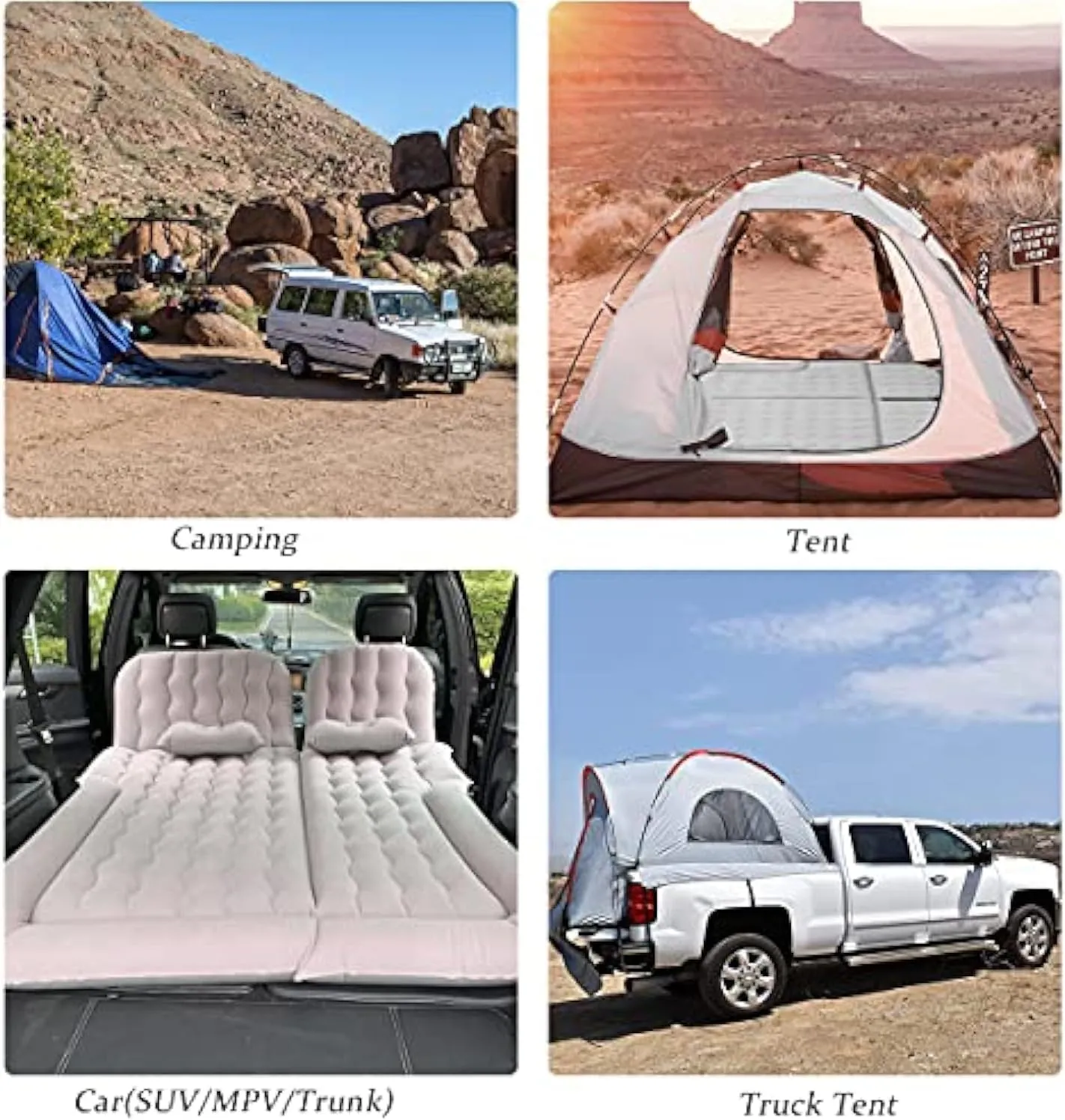 Self-Inflating Air Mattress Portable Comfortable and Durable Car Air Mattress for Road Trips Camping Leakproof and All-Weather Air Mattresses for SUV RV and Truck (B001-black)