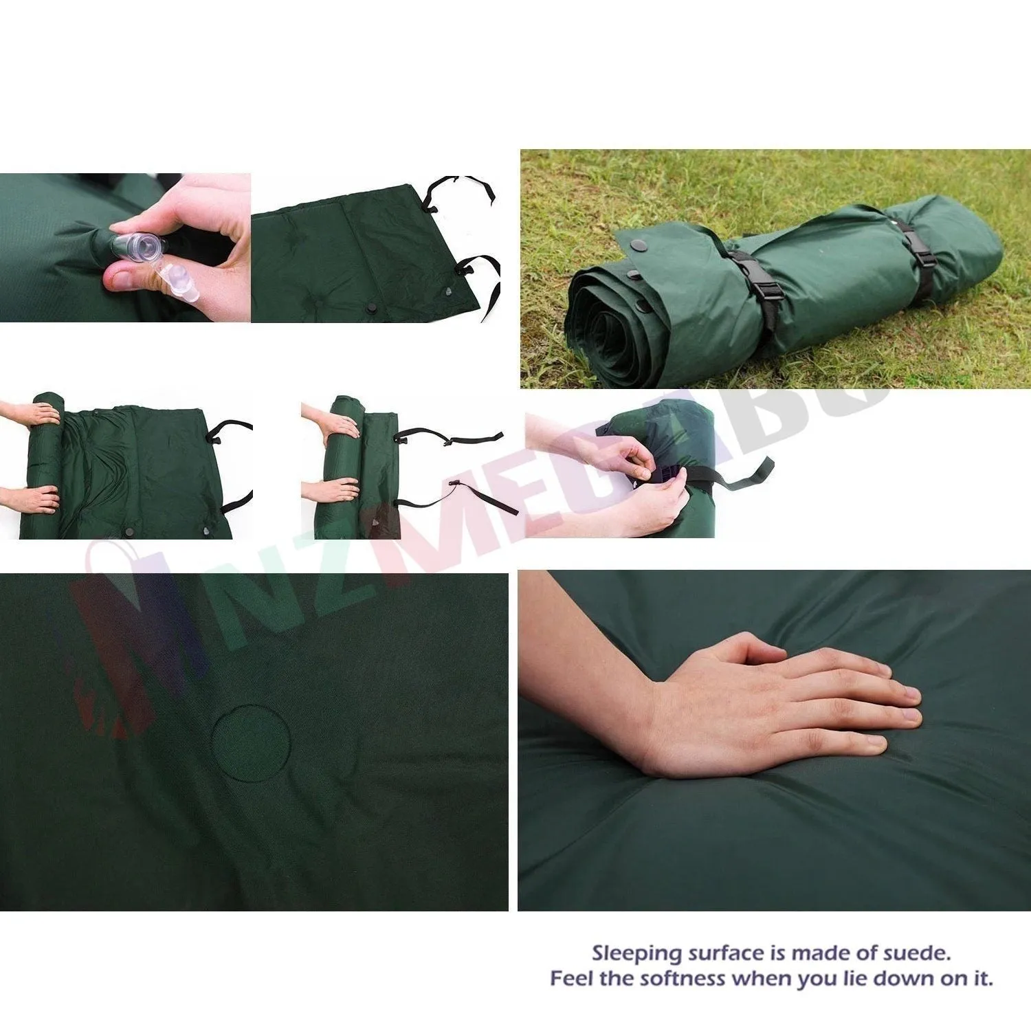 Self Inflating Camping Mattress  with Pillow GREEN