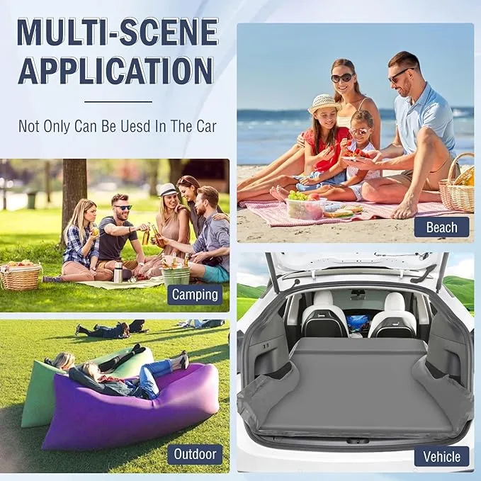 Self Inflating Sleeping Pad for Tesla Model Y 2024-2020 Memory Foam Portable Camping Mattress Car Camping Mattress Bed for Model Y Chamois Surface for All Season