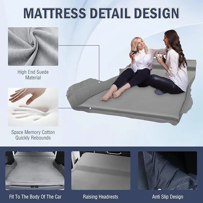 Self Inflating Sleeping Pad for Tesla Model Y 2024-2020 Memory Foam Portable Camping Mattress Car Camping Mattress Bed for Model Y Chamois Surface for All Season