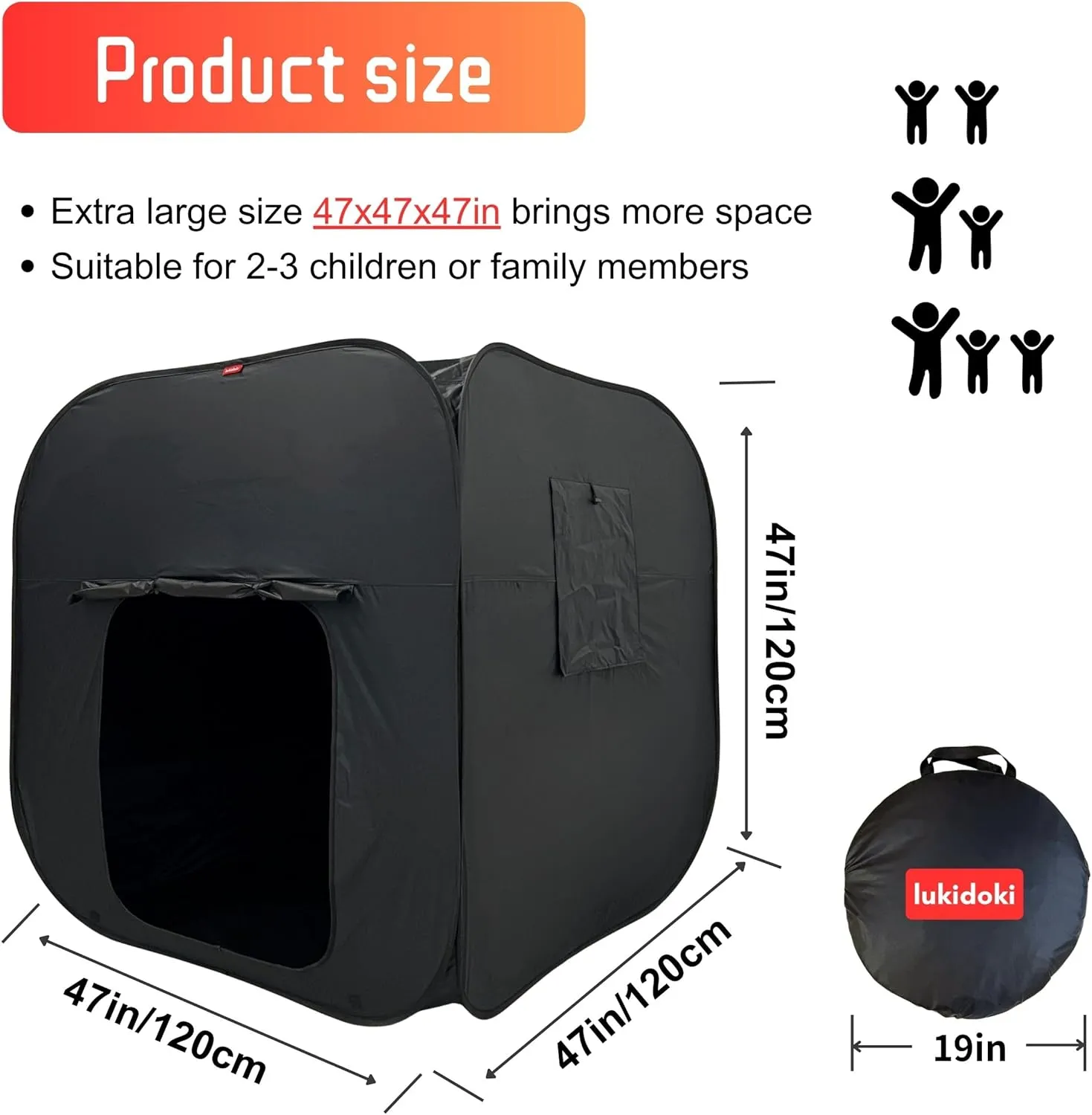 Sensory Tent for Kids & Adults with Autism, ADHD, SPD - CPC Certification Extra Big 47x47in Calm Corner Helps Children Relax, Reduce Anxiety - Portable Pop-up Blackout Hideout Play Tent Toys