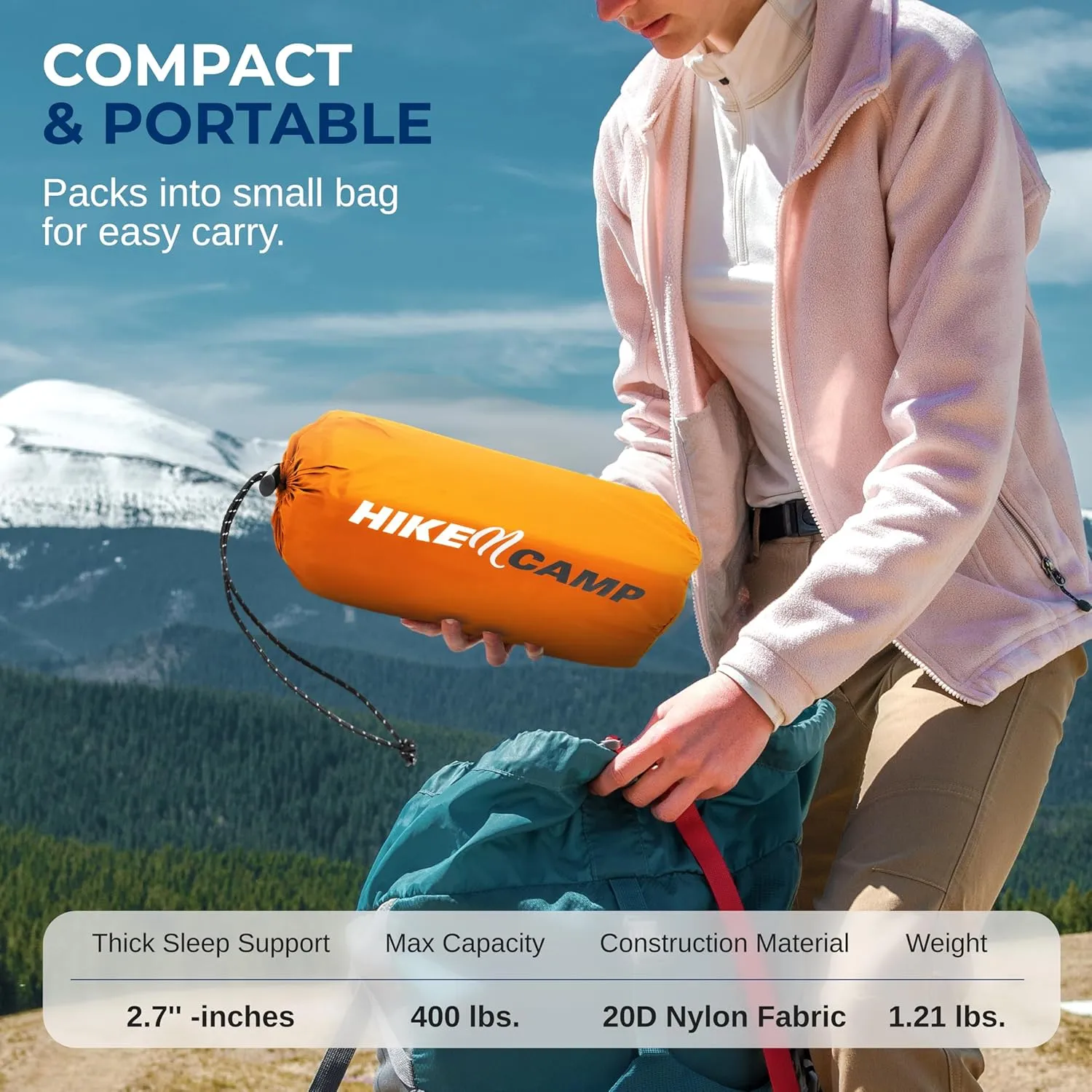SereneLife Lightweight & Compact Camping Gear – Sleeping Pads & Bags with Built-in Pillows for Outdoor Comfort, Waterproof & Tear-Resistant Design, Perfect for Hiking, Backpacking, Couples & Solo Use