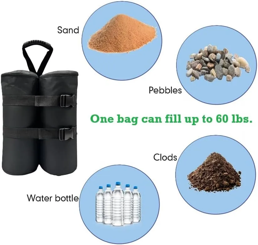 Set of 4 Canopy Weight Bags with Different Weight, Heavy Duty Weights Sand Bags for Pop up Canopy Tent, Party Tents, Instant Outdoor Sun Shelter Gazebo, Patio Umbrella (4-Pack-Hold 240 LBS)