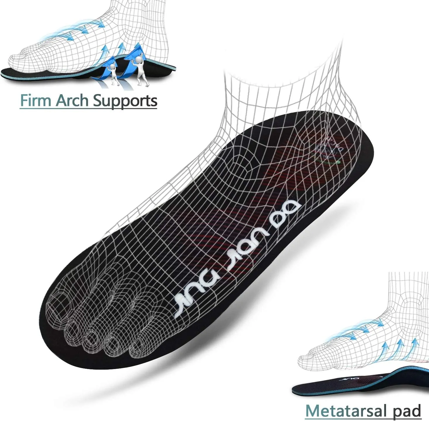 Severe Flat Feet Arch Support Insoles- Firm Arch Supports Orthotics Inserts Relieve Plantar Fasciitis, Over Pronation, Fallen Arch, Metatarsalgia, Foot Pain - Shoe Insoles for Men and Women